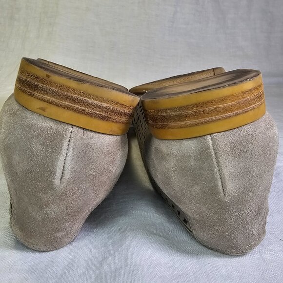 Franco Sarto Genuine Suede Leather Perforated Lace Up Oxford Shoes 8 Taupe - Picture 10 of 11